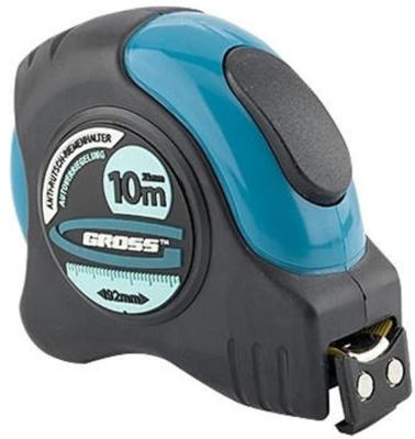 Рулетка GROSS 31115  schlagfest 10м x 25мм магн. обрез зацеп двухст. шкала автоматич. фиксация