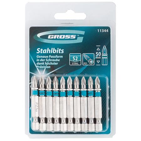 Набор бит GROSS 11344  pz1х50 сталь s2 10шт