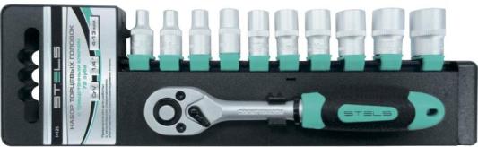 Набор головок STELS 14125  набор торцевых головок 1/4 головки 4 - 13мм с трещот. ключом crv 11пр.