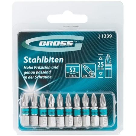 Набор бит GROSS 11339  pz1х25 сталь s2 10шт