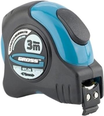 Рулетка GROSS 31111  schlagfest 3м x 19мм магн. обрез зацеп двухст. шкала нейлон покр. автомати