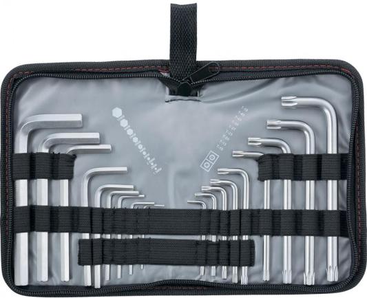 Набор ключей MATRIX 12314  имбусовых hex-torx 18шт: hex 1.5–10мм t10-t50 crv короткие сатин.