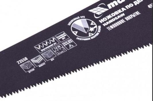 Ножовка MATRIX 23550  по дереву 450мм 7-8 tpi зуб-3d каленый зуб тефл.покр.полотна 2-х комп..рук-ка
