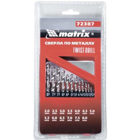 Набор сверл MATRIX 72387  по металлу 28мм (через 0.5 мм) hss 13шт метал. коробка цил. хвостовик
