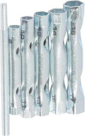 Набор ключей-трубок торцевых, 8 х 17 мм, вороток, оцинкованные, 6 шт.// Sparta