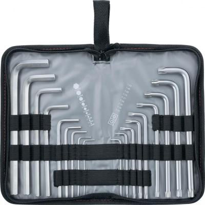 Набор ключей имбусовых HEX-TORX, 18 шт: HEX 1,5–10 мм, T10-T50, CrV, удлиненные, сатин.// Matrix