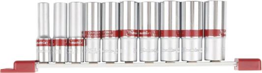 Набор удлиненных торцевых головок 3/8", 6-ти гр., CrV, 10шт., 8-19мм// Matrix