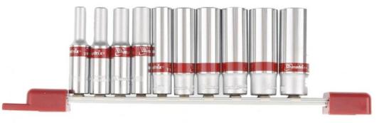 Набор удлиненных торцевых головок 1/4", 6-ти гр., CrV, 10шт., 4-13мм// Matrix