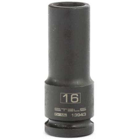 Головка ударная удлиненная шестигранная, 16 мм, 1/2", CrMo // Stels