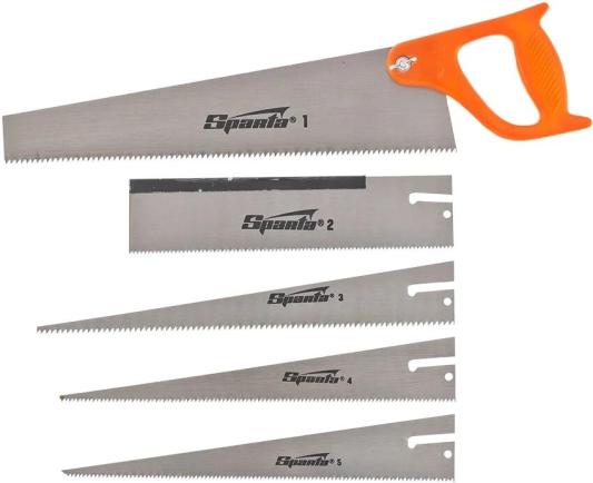 Ножовка по дереву, 350 мм, 5 сменных полотен, пластиковая рукоятка// Sparta