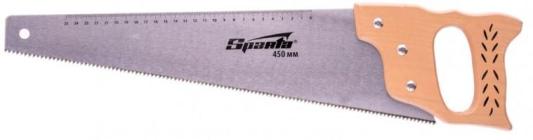Ножовка по дереву, 450 мм, 7-8 ТРI, каленый зуб, линейка, деревянная рукоятка// Sparta