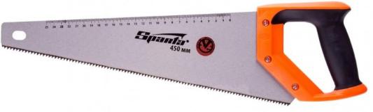 Ножовка по дереву, 450 мм, 7-8 TPI, зуб-2D, каленый зуб, линейка, двухкомпонентная рукоятка// Sparta