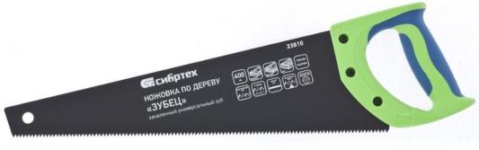 Ножовка по дереву "Зубец", 400 мм, 7-8 TPI, зуб 2D, кал.зуб, защ. покр., 2-х комп. рук-ка// Сибртех