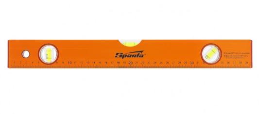 Уровень алюминиевый, 400 мм, 3 глазка, желтый, линейка// Sparta