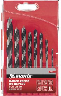 Набор сверл по дереву,3-4-5-6-7-8-9-10 мм, 8шт., шестигран. хвостовик, пластиковый кейс// Matrix