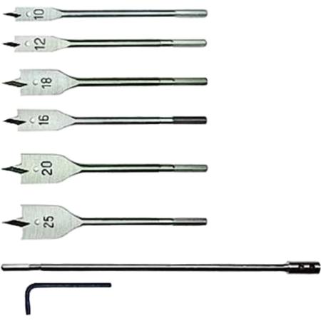 Набор сверл перовых по дереву, 10-12-16-18-20-25 мм, 6 шт., удлинитель 300 мм// Matrix