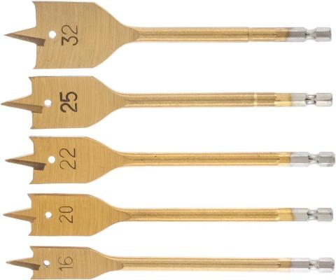 Набор сверл перовых по дереву, 16-20-22-25-32 мм, 5 шт., пластик. кейс// Matrix