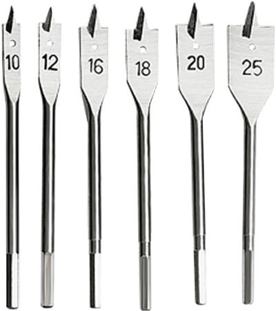 Набор сверл перовых по дереву, 10-12-16-18-20-25 мм, 6 шт. 6-гранный хвостовик// Sparta