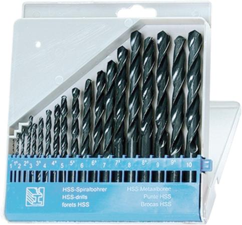 Набор сверл по металлу, 1-10 мм (через 0,5 мм), HSS, 19 шт, пласт. бокс, цилин. хвостовик// Sparta