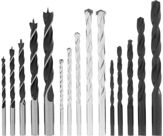 Набор сверл по бетону, металлу, дереву 4-5-6-8-10 мм, 15 шт. пласт. бокс, цилин.хвостовик// Sparta