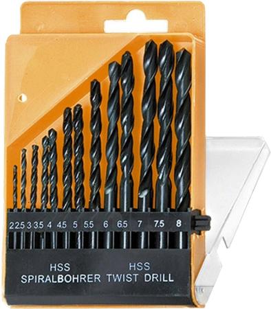 Набор сверл по металлу, 2-8 мм (через 0,5 мм), HSS, 13 шт.цилиндрический хвостовик// Sparta