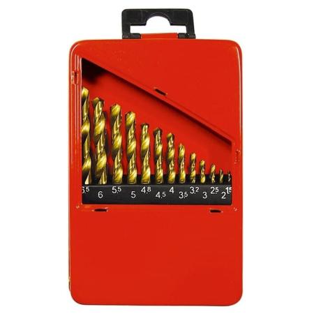 Набор нитридтитан. сверл по металлу, 1,5-6,5мм (через 0,5мм+3,2мм, 4,8мм), НSS,13 шт.// Matrix