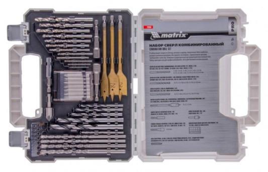 Набор сверл комб.,мет.1-6,5мм,бет.4-8мм,дер.4-10мм,перк, бит.20шт,адап,гол.2шт,зенк,50пр.// Matrix