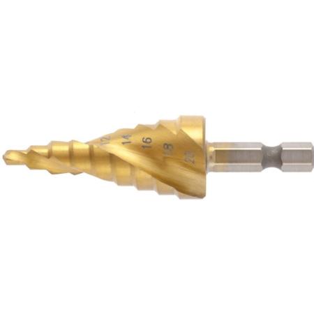 Сверло Matrix 72356 ступенчатое 4-6-8-10-12-14-16-18-20 мм, HSS, спиральный проф., шестигр. хвостовик