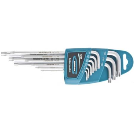 Набор ключей имбусовых TORX-TT, 9 шт: T10-T50, экстра-длин., S2, сатинированные// Gross