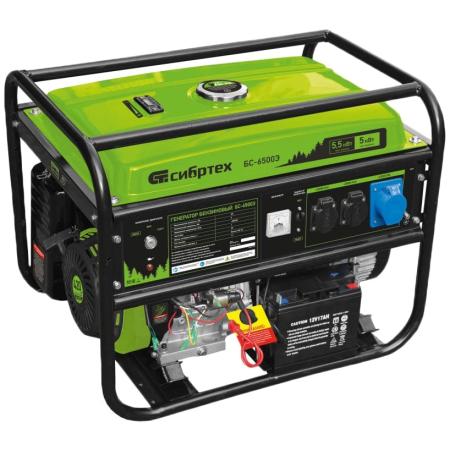 Генератор бензиновый БС-6500Э, 5,5 кВт, 230В, 4-х такт., 25 л, электростартер// Сибртех