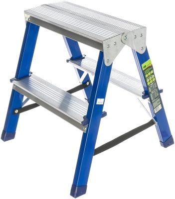 Стремянка двухсторонняя 2 ст., сталь профиль, стальные ступени, Россия// Сибртех