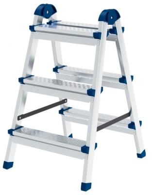 Стремянка двухсторонняя 3 ст., сталь профиль, стальные ступени, Россия// Сибртех