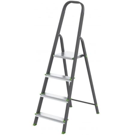 Стремянка, 4 ступени, стальной профиль, алюминиевые ступени, Россия // Сибртех