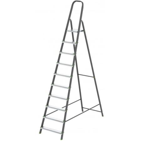 Стремянка, 10 ступеней, стальной профиль, алюминиевые ступени, Россия // Сибртех