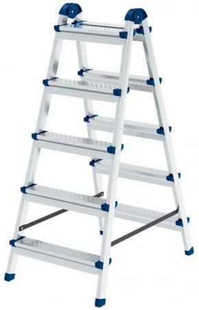 Стремянка двухсторонняя 5 ст., сталь профиль, стальные ступени, Россия// Сибртех