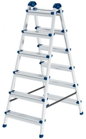 Стремянка двухсторонняя 6 ст., сталь профиль, стальные ступени, Россия// Сибртех
