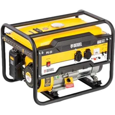 Генератор бензиновый PS 33, 3,3 кВт, 230В, 15л, ручной стартер// Denzel