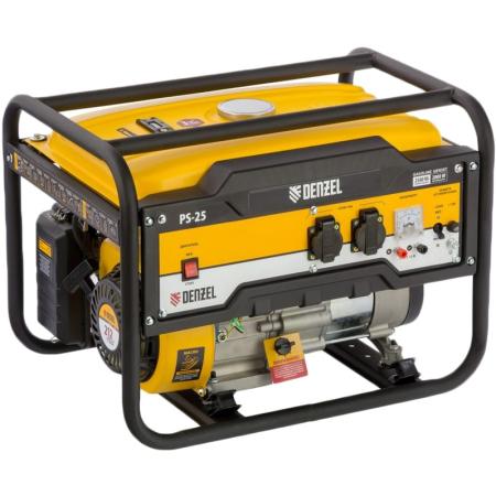 Генератор бензиновый PS 25, 2,5 кВт, 230В, 15л, ручной стартер// Denzel