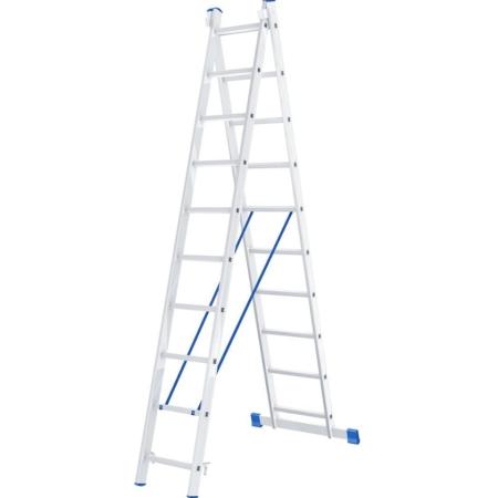 Лестница, 2 х 10 ступеней, алюминиевая, двухсекционная, Россия// Сибртех