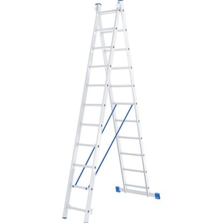 Лестница, 2 х 11 ступеней, алюминиевая, двухсекционная, Россия// Сибртех