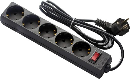 Exegate EX279355RUS Удлинитель ExeGate EC-5-1.8B (5 розеток, 1.8м, евровилка, черный)