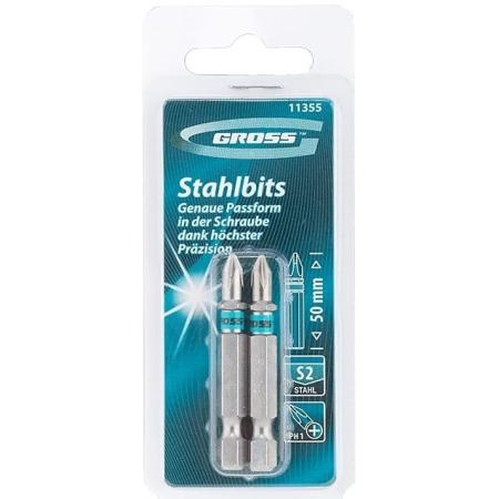 Набор бит PH1х50, сталь S2, 2шт. // Gross