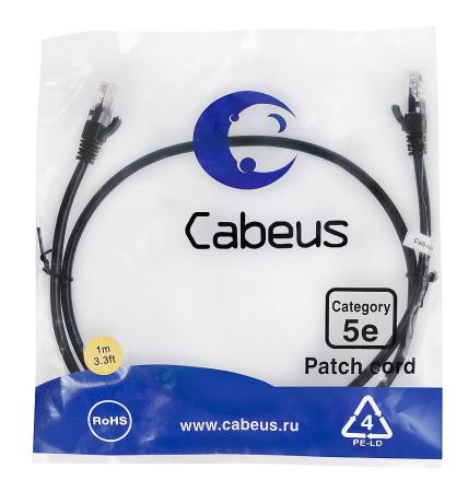 Кабель патч-корд UTP 5e кат. 1м. Cabeus PC-UTP-RJ45-Cat.5e-1m-BK-LSZH