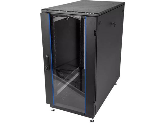 ЦМО! Шкаф телеком. напольный 18U (600x600) дверь стекло, цвет чёрный (ШТК-М-18.6.6-1ААА-9005) (2 коробки)