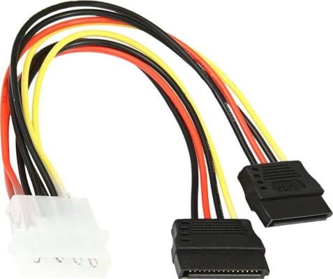 Кабель питания SATA Molex(4pin, БП) - 2xSATA (на 2 устройства) 15см,Gembird  CC-SATA-PSY, пакет