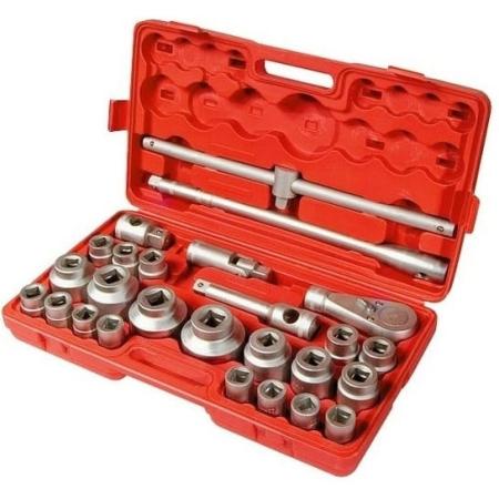 Набор торцевых головок, квадрат, 3/4"–1", головки 21 х 65 мм, 26 предм., в пласт. боксе// Matrix