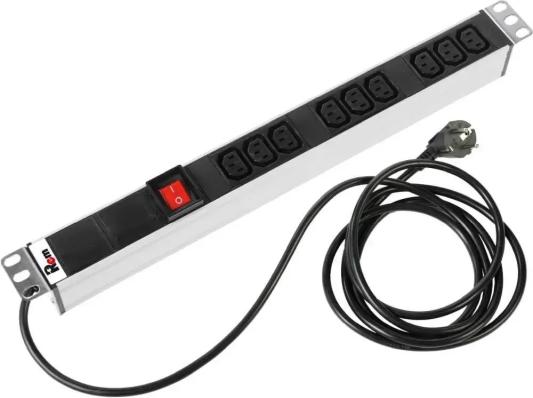 ЦМО Блок розеток Rem-16 с выкл., 9 IEC 60320 C13, 16A, алюм., 19", шнур 3 м. (R-16-9C13-V-440-3)