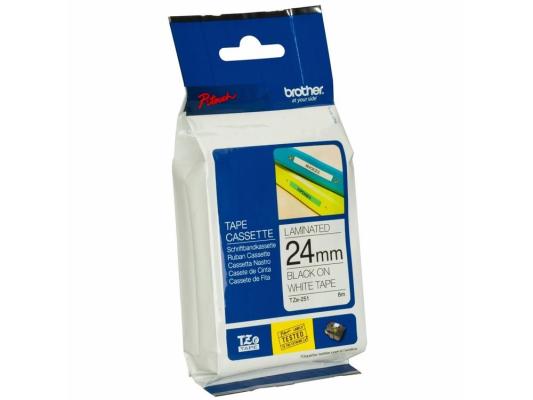 Лента ламинирования Brother TZe-251 24ммх8м черный на белом