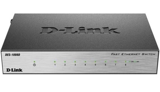Коммутатор D-Link DES-1008D/L2B Неуправляемый коммутатор с 8 портами 10/100Base-TX