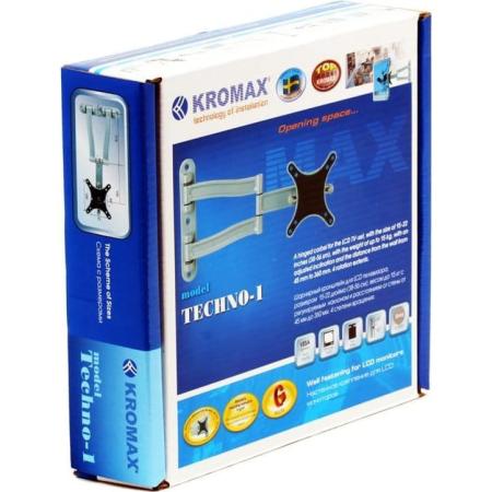 Кронштейн Kromax TECHNO-1 Grey,  диагональ 15"-26", 4 степени свободы, угол наклона ±15,  поворот 180,  VESA 75/100 15кг
